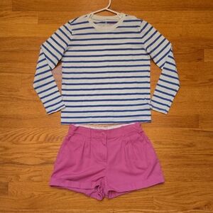 Crewcuts Blue Striped Top and Pink Shorts Set
